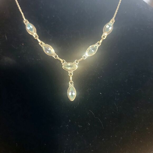 Sterling Silver & 6 Natural Sky Blue Topaz gemstones Y-Drop Collar Necklace *NEW - Picture 3 of 16